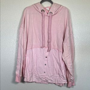 Pink mixed-media hooded top, size 3X